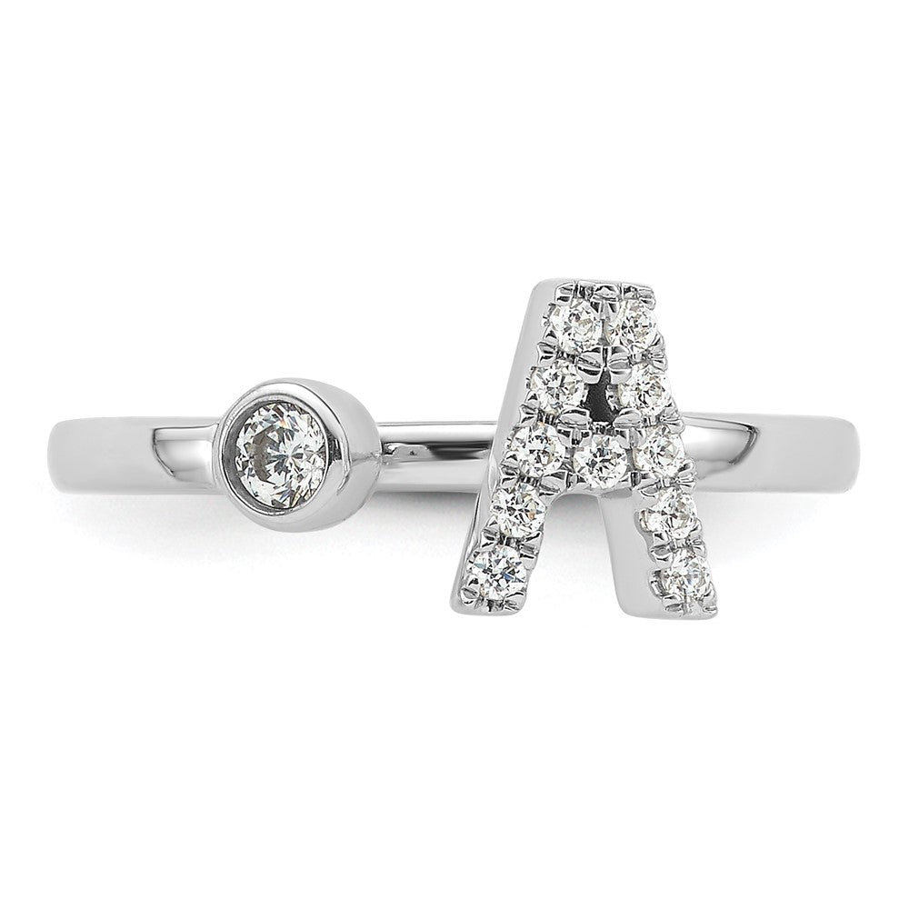 14k White Gold 1/6 carat Lab Grown Diamond VS/SI+ G+ Complete Initial A Adjustable Ring