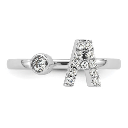 14k White Gold 1/6 carat Lab Grown Diamond VS/SI+ G+ Complete Initial A Adjustable Ring