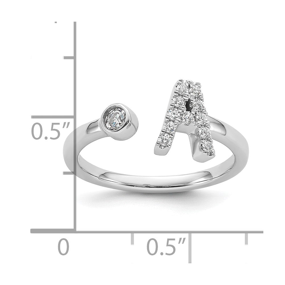14k White Gold 1/6 carat Lab Grown Diamond VS/SI+ G+ Complete Initial A Adjustable Ring