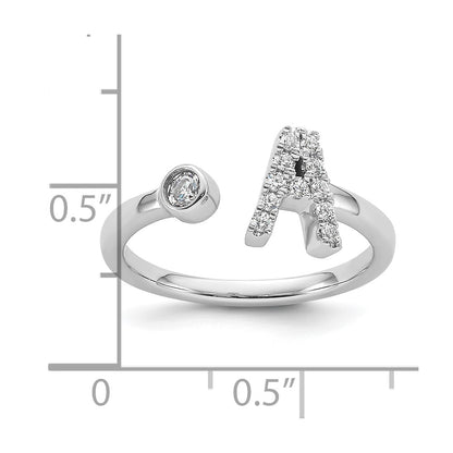 14k White Gold 1/6 carat Lab Grown Diamond VS/SI+ G+ Complete Initial A Adjustable Ring