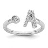 14k White Gold 1/6 carat Lab Grown Diamond VS/SI+ G+ Complete Initial A Adjustable Ring