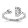 14k White Gold 1/5 carat Lab Grown Diamond VS/SI+ G+ Complete Initial B Adjustable Ring