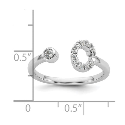 14k White Gold 1/5 carat Lab Grown Diamond VS/SI+ G+ Complete Initial C Adjustable Ring