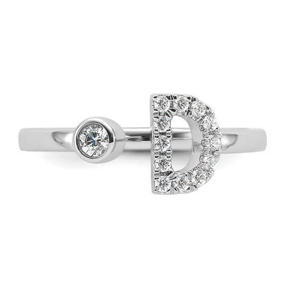 14k White Gold 1/5 carat Lab Grown Diamond VS/SI+ G+ Complete Initial D Adjustable Ring