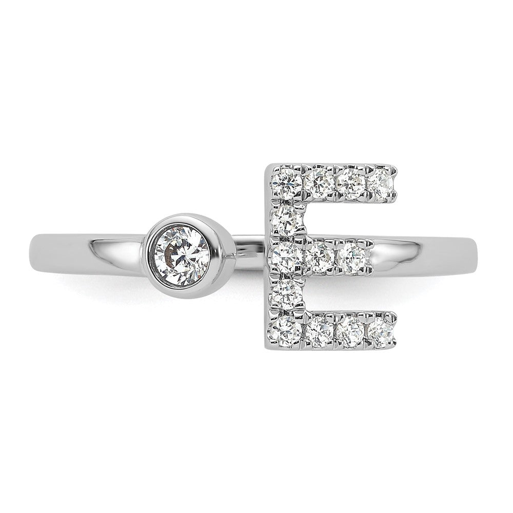 14k White Gold 1/5 carat Lab Grown Diamond VS/SI+ G+ Complete Initial E Adjustable Ring