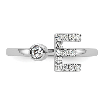 14k White Gold 1/5 carat Lab Grown Diamond VS/SI+ G+ Complete Initial E Adjustable Ring