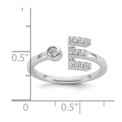 14k White Gold 1/5 carat Lab Grown Diamond VS/SI+ G+ Complete Initial E Adjustable Ring