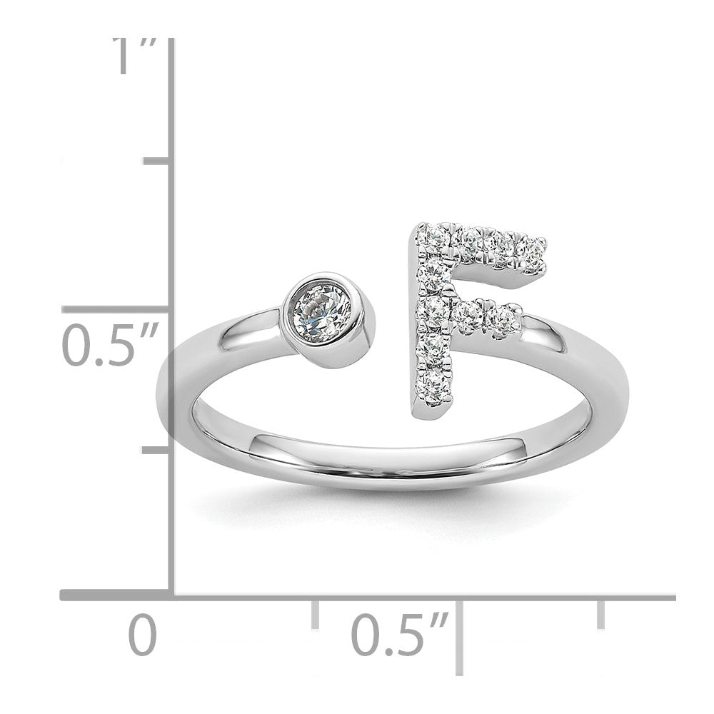 14k White Gold 1/6 carat Lab Grown Diamond VS/SI+ G+ Complete Initial F Adjustable Ring