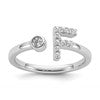 14k White Gold 1/6 carat Lab Grown Diamond VS/SI+ G+ Complete Initial F Adjustable Ring