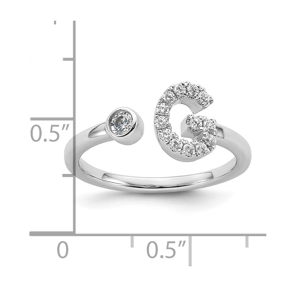 14k White Gold 1/5 carat Lab Grown Diamond VS/SI+ G+ Complete Initial G Adjustable Ring