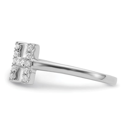 14k White Gold 1/5 carat Lab Grown Diamond VS/SI+ G+ Complete Initial H Adjustable Ring