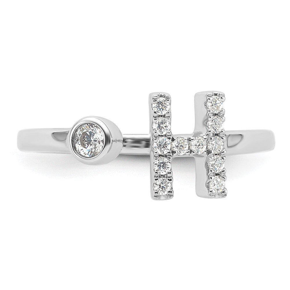 14k White Gold 1/5 carat Lab Grown Diamond VS/SI+ G+ Complete Initial H Adjustable Ring