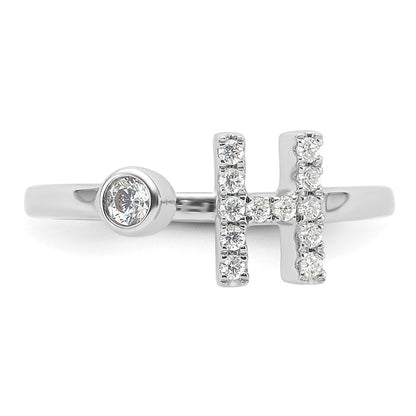 14k White Gold 1/5 carat Lab Grown Diamond VS/SI+ G+ Complete Initial H Adjustable Ring