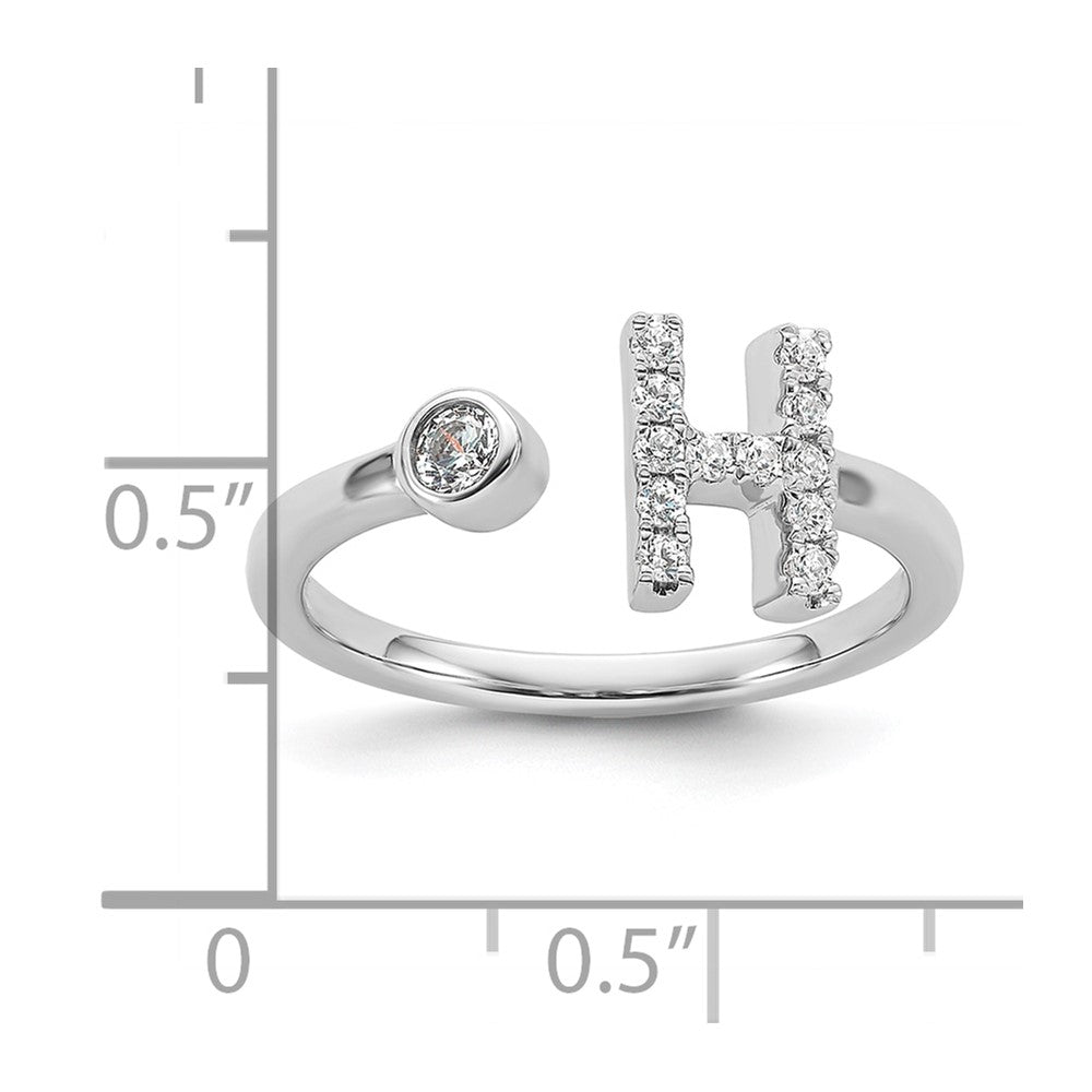 14k White Gold 1/5 carat Lab Grown Diamond VS/SI+ G+ Complete Initial H Adjustable Ring
