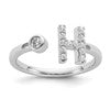 14k White Gold 1/5 carat Lab Grown Diamond VS/SI+ G+ Complete Initial H Adjustable Ring