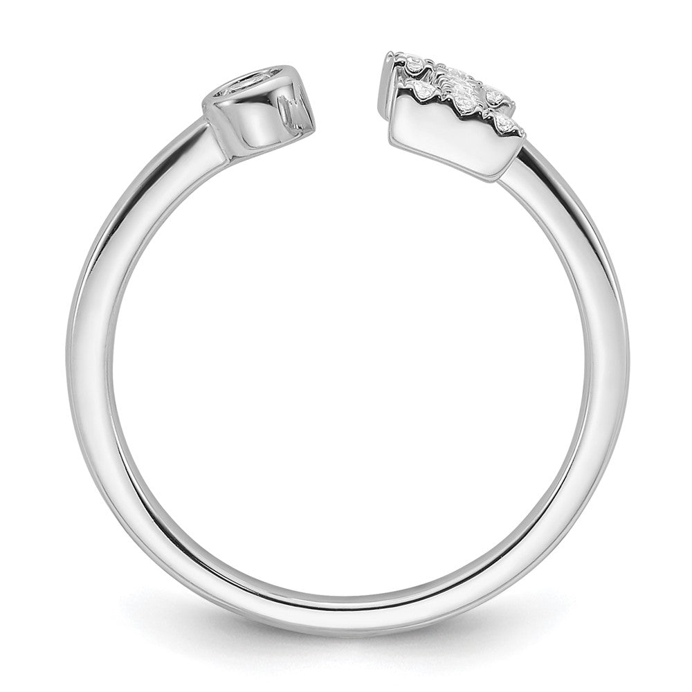 14k White Gold 1/6 carat Lab Grown Diamond VS/SI+ G+ Complete Initial I Adjustable Ring