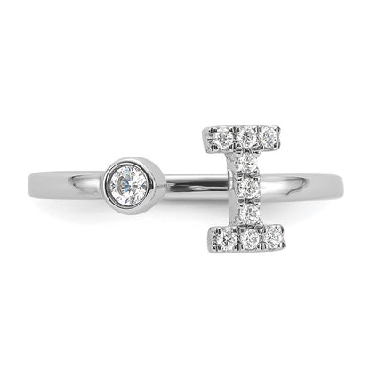 14k White Gold 1/6 carat Lab Grown Diamond VS/SI+ G+ Complete Initial I Adjustable Ring