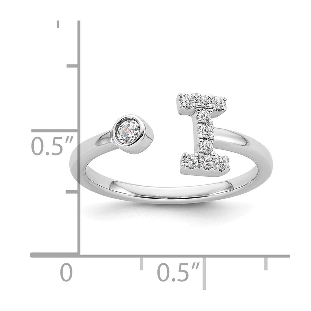 14k White Gold 1/6 carat Lab Grown Diamond VS/SI+ G+ Complete Initial I Adjustable Ring