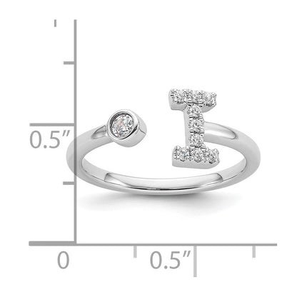 14k White Gold 1/6 carat Lab Grown Diamond VS/SI+ G+ Complete Initial I Adjustable Ring