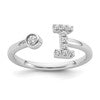 14k White Gold 1/6 carat Lab Grown Diamond VS/SI+ G+ Complete Initial I Adjustable Ring