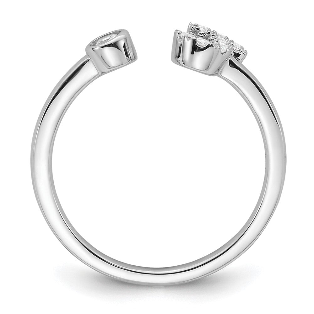14k White Gold 1/6 carat Lab Grown Diamond VS/SI+ G+ Complete Initial J Adjustable Ring