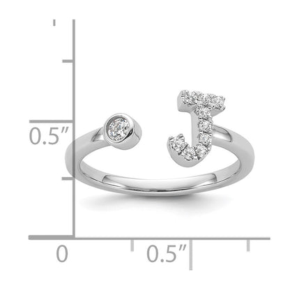 14k White Gold 1/6 carat Lab Grown Diamond VS/SI+ G+ Complete Initial J Adjustable Ring