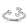 14k White Gold 1/6 carat Lab Grown Diamond VS/SI+ G+ Complete Initial J Adjustable Ring