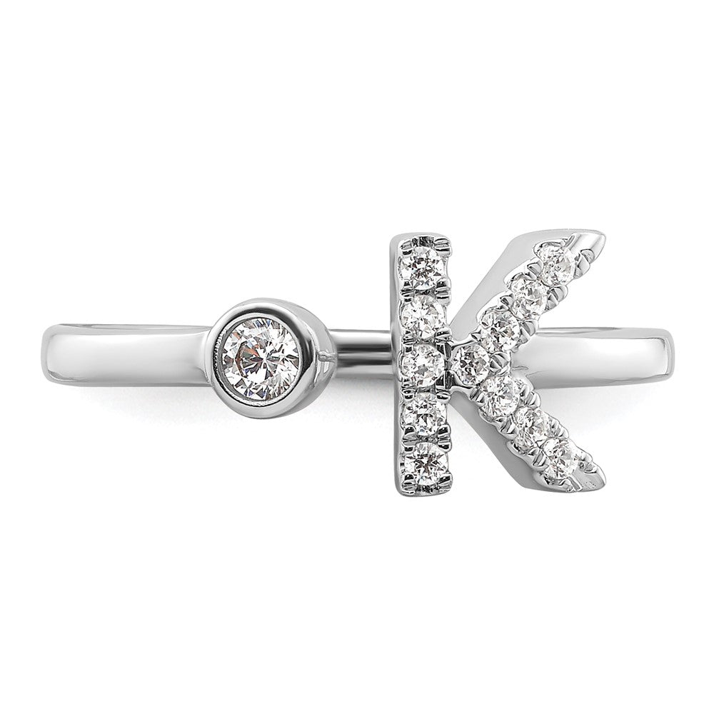 14k White Gold 1/5 carat Lab Grown Diamond VS/SI+ G+ Complete Initial K Adjustable Ring