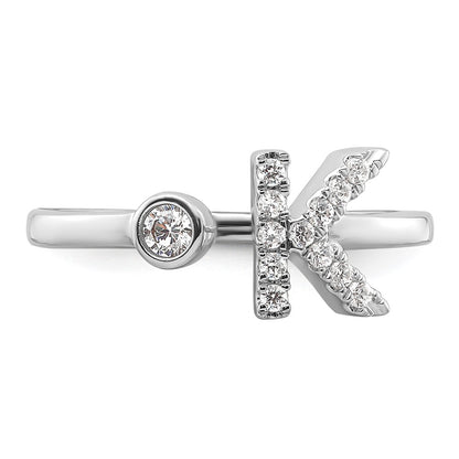 14k White Gold 1/5 carat Lab Grown Diamond VS/SI+ G+ Complete Initial K Adjustable Ring