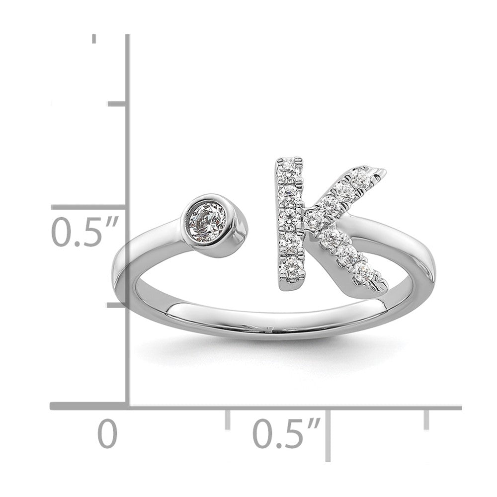 14k White Gold 1/5 carat Lab Grown Diamond VS/SI+ G+ Complete Initial K Adjustable Ring