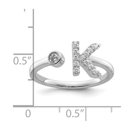 14k White Gold 1/5 carat Lab Grown Diamond VS/SI+ G+ Complete Initial K Adjustable Ring