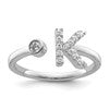 14k White Gold 1/5 carat Lab Grown Diamond VS/SI+ G+ Complete Initial K Adjustable Ring