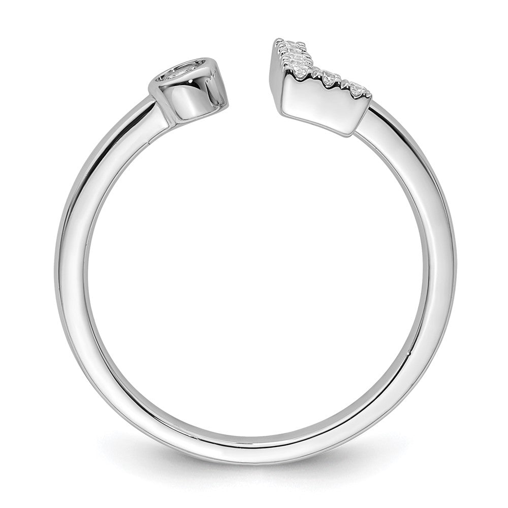 14k White Gold 1/8 carat Lab Grown Diamond VS/SI+ G+ Complete Initial L Adjustable Ring