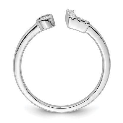14k White Gold 1/8 carat Lab Grown Diamond VS/SI+ G+ Complete Initial L Adjustable Ring