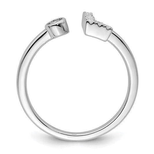 14k White Gold 1/8 carat Lab Grown Diamond VS/SI+ G+ Complete Initial L Adjustable Ring