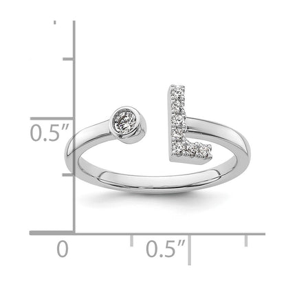 14k White Gold 1/8 carat Lab Grown Diamond VS/SI+ G+ Complete Initial L Adjustable Ring