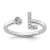 14k White Gold 1/8 carat Lab Grown Diamond VS/SI+ G+ Complete Initial L Adjustable Ring