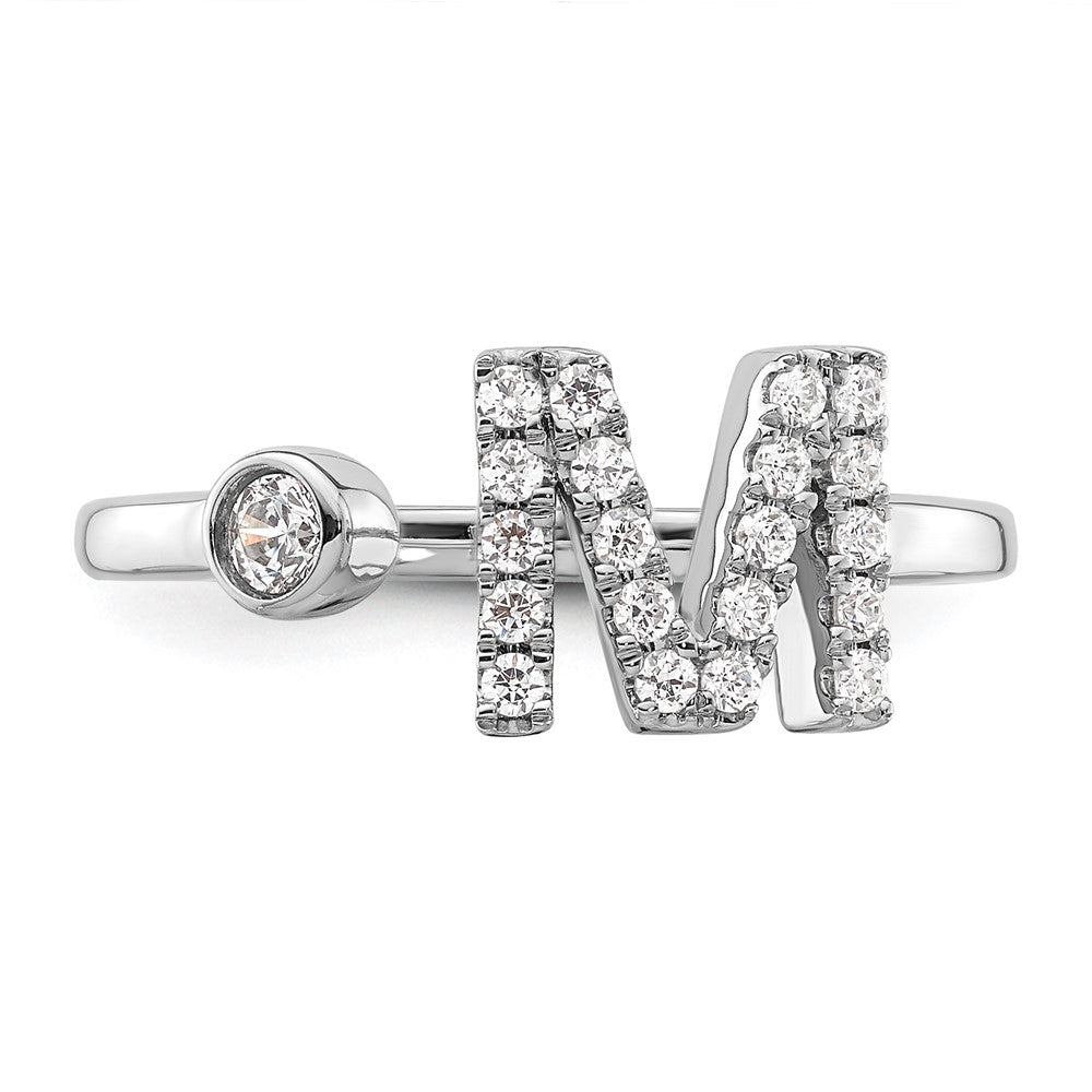 14k White Gold 1/4 carat Lab Grown Diamond VS/SI+ G+ Complete Initial M Adjustable Ring