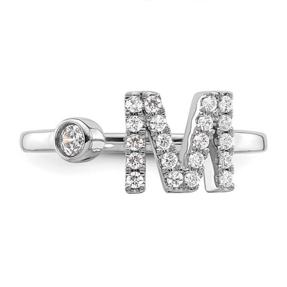 14k White Gold 1/4 carat Lab Grown Diamond VS/SI+ G+ Complete Initial M Adjustable Ring