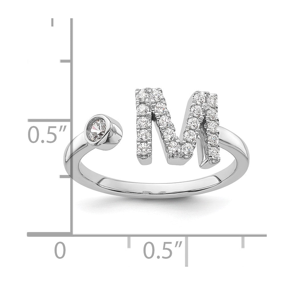 14k White Gold 1/4 carat Lab Grown Diamond VS/SI+ G+ Complete Initial M Adjustable Ring