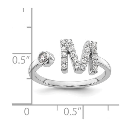 14k White Gold 1/4 carat Lab Grown Diamond VS/SI+ G+ Complete Initial M Adjustable Ring