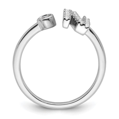 14k White Gold 1/5 carat Lab Grown Diamond VS/SI+ G+ Complete Initial N Adjustable Ring