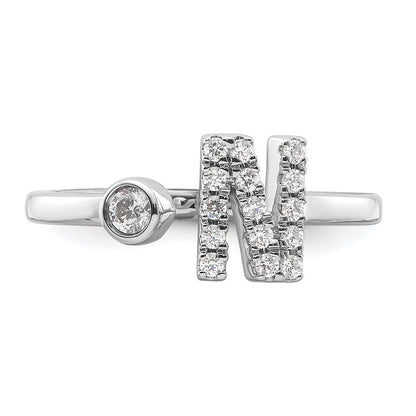 14k White Gold 1/5 carat Lab Grown Diamond VS/SI+ G+ Complete Initial N Adjustable Ring