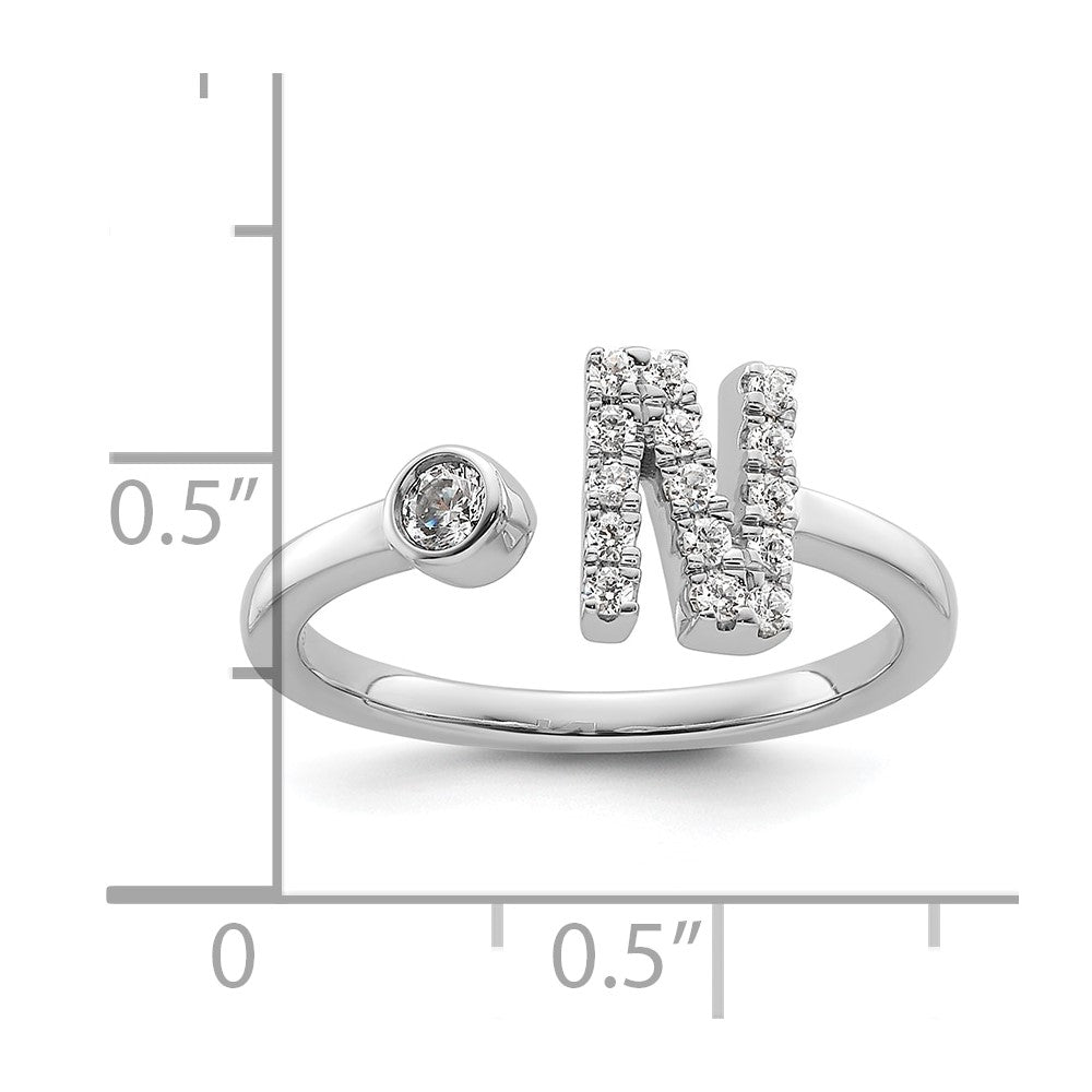 14k White Gold 1/5 carat Lab Grown Diamond VS/SI+ G+ Complete Initial N Adjustable Ring