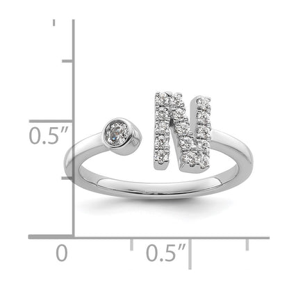 14k White Gold 1/5 carat Lab Grown Diamond VS/SI+ G+ Complete Initial N Adjustable Ring