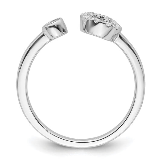 14k White Gold 1/5 carat Lab Grown Diamond VS/SI+ G+ Complete Initial O Adjustable Ring