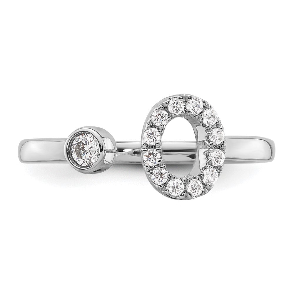 14k White Gold 1/5 carat Lab Grown Diamond VS/SI+ G+ Complete Initial O Adjustable Ring