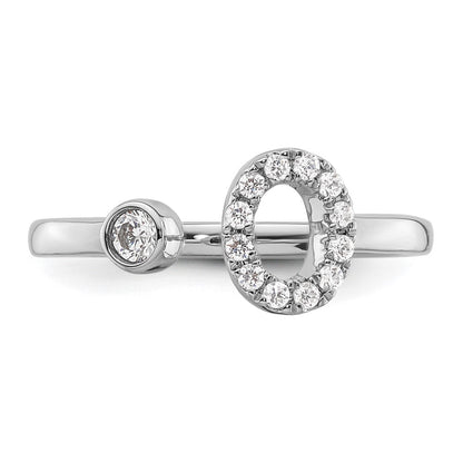 14k White Gold 1/5 carat Lab Grown Diamond VS/SI+ G+ Complete Initial O Adjustable Ring