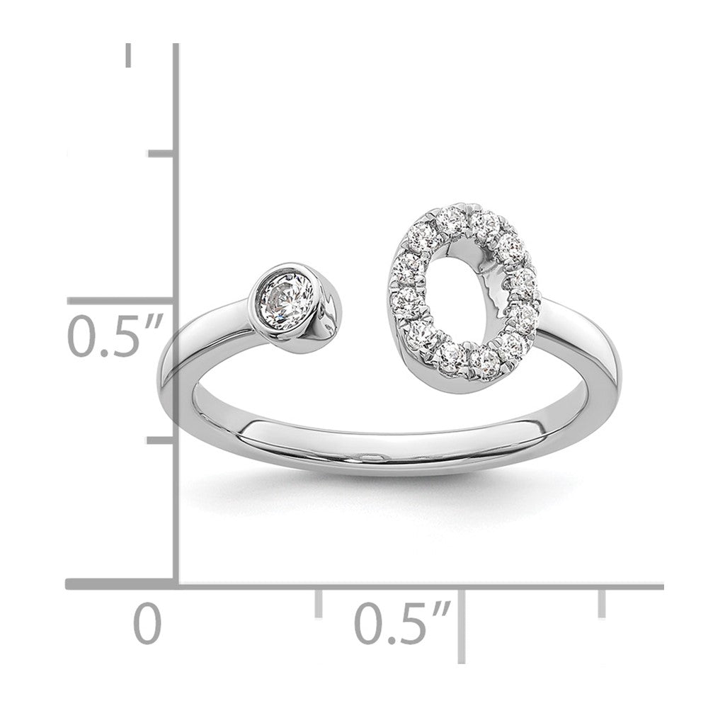 14k White Gold 1/5 carat Lab Grown Diamond VS/SI+ G+ Complete Initial O Adjustable Ring