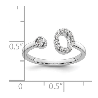 14k White Gold 1/5 carat Lab Grown Diamond VS/SI+ G+ Complete Initial O Adjustable Ring